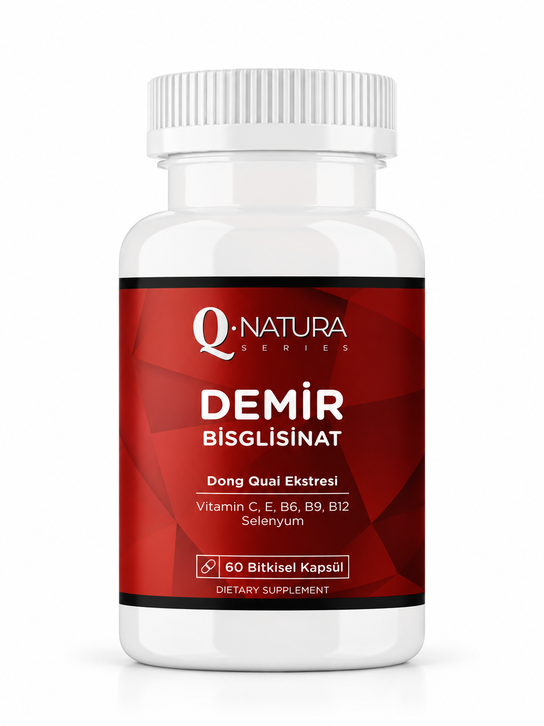 Demir Bisglisinat ( İRON ) complex 60 Bitkisel Kapsül (Dong Quai, Ahududu,Vit C,E,B12,B6, folik asit,selenyum)